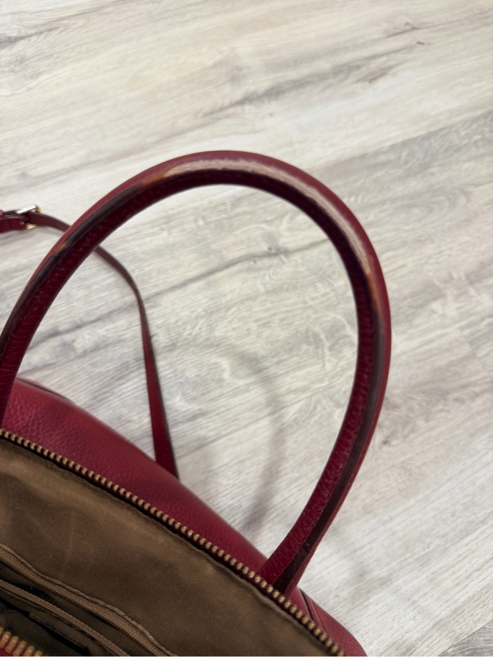 Ralph Lauren Burgundy Pebbled Leather Satchel with Gold Hardware - Picture 10 of 15